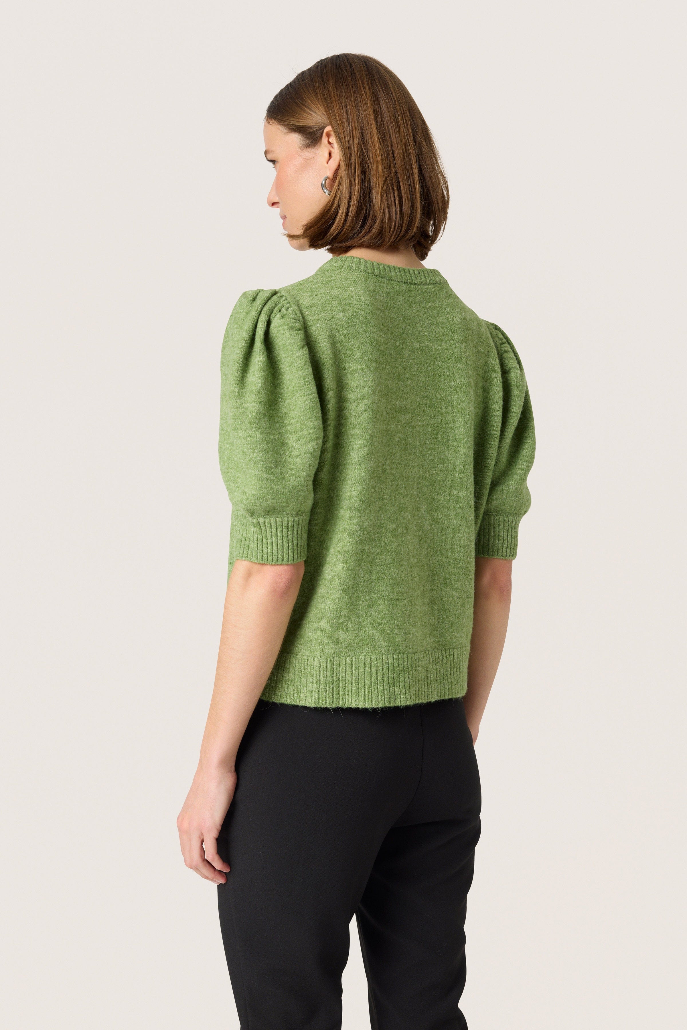 Soaked in Luxury Amani Short Sleeve Cardigan - Smoke Green Melange