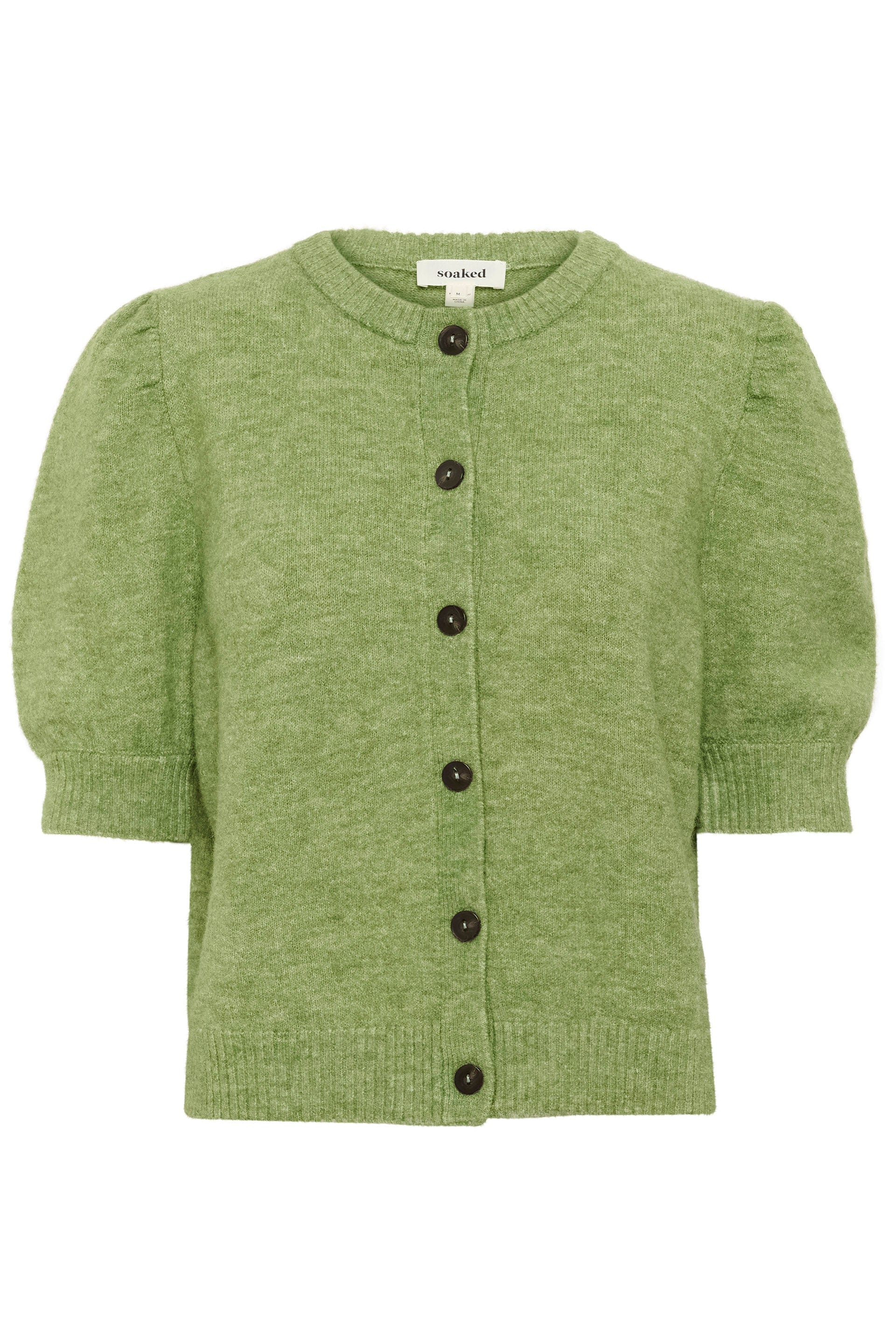 Soaked in Luxury Amani Short Sleeve Cardigan - Smoke Green Melange