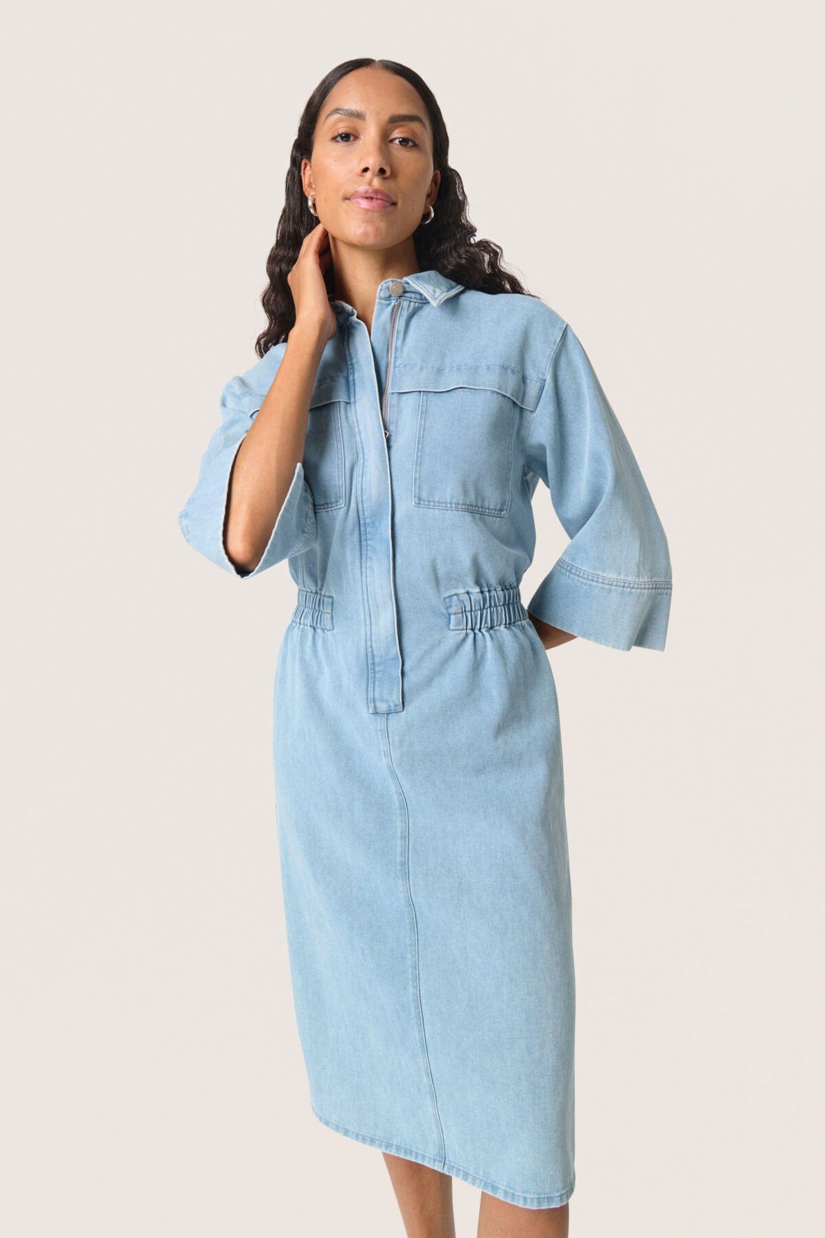 Soaked in Luxury Annabeth Denim Dress - Light Blue