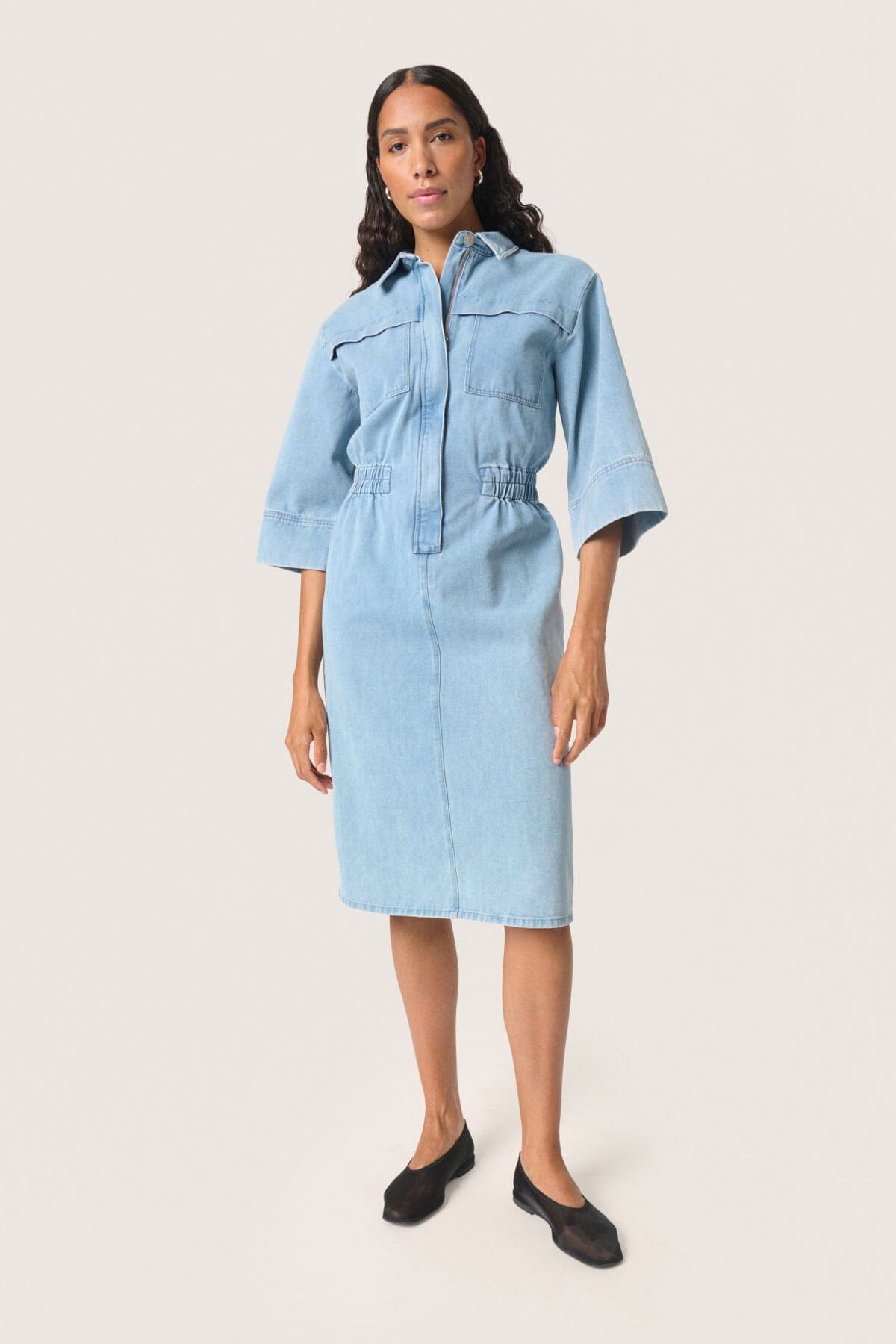 Soaked in Luxury Annabeth Denim Dress - Light Blue