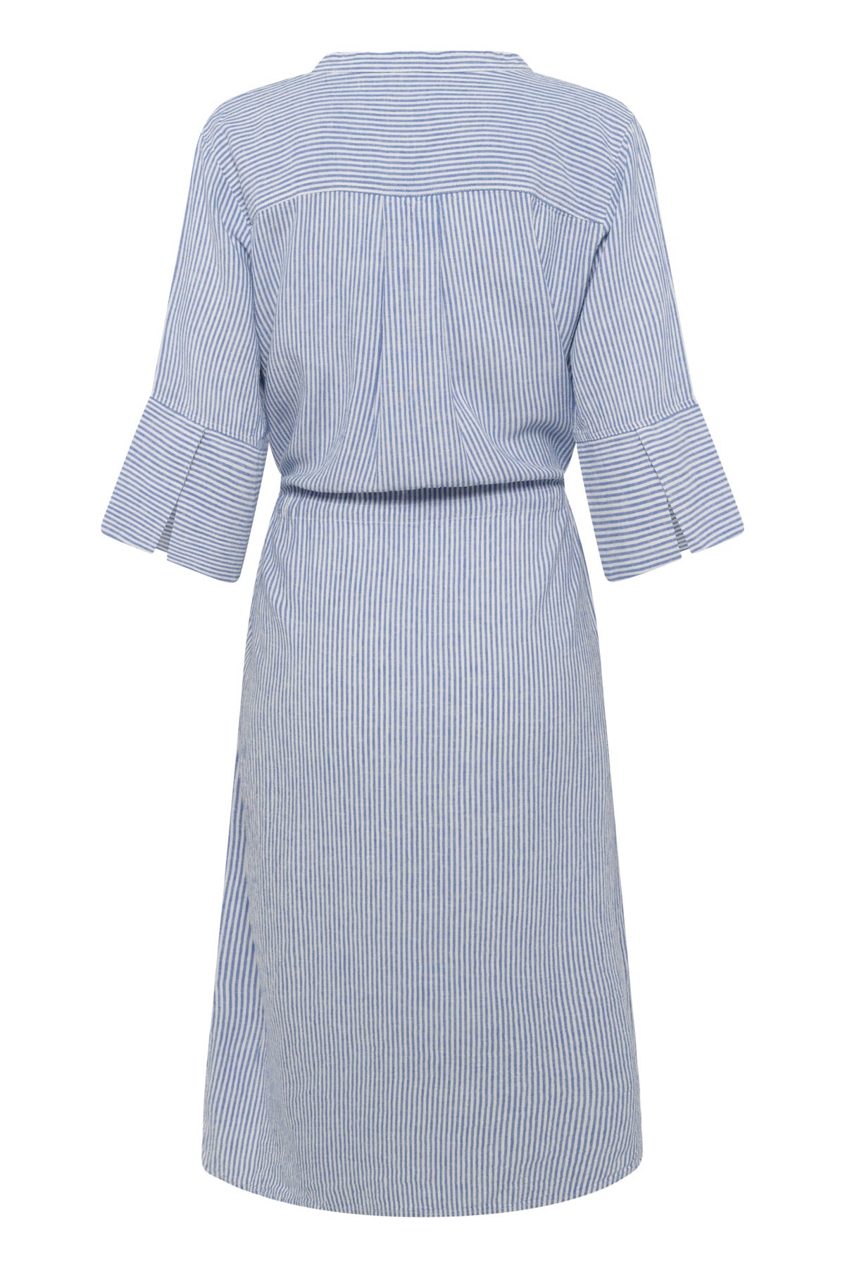 Soaked in Luxury Aria Stripe Linen Blend Midi Dress - Regatta and White Stripe