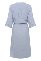 Soaked in Luxury Aria Stripe Linen Blend Midi Dress - Regatta and White Stripe