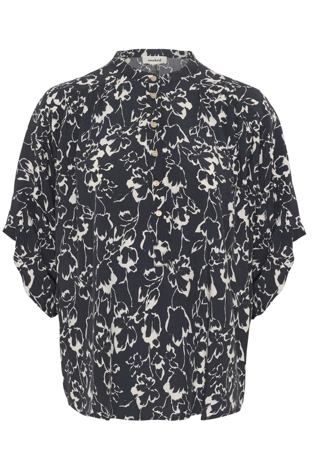 Soaked in Luxury Arjana Printed Blouse - India Ink Outline Flower