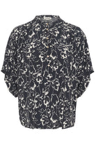 Soaked in Luxury Arjana Printed Blouse - India Ink Outline Flower
