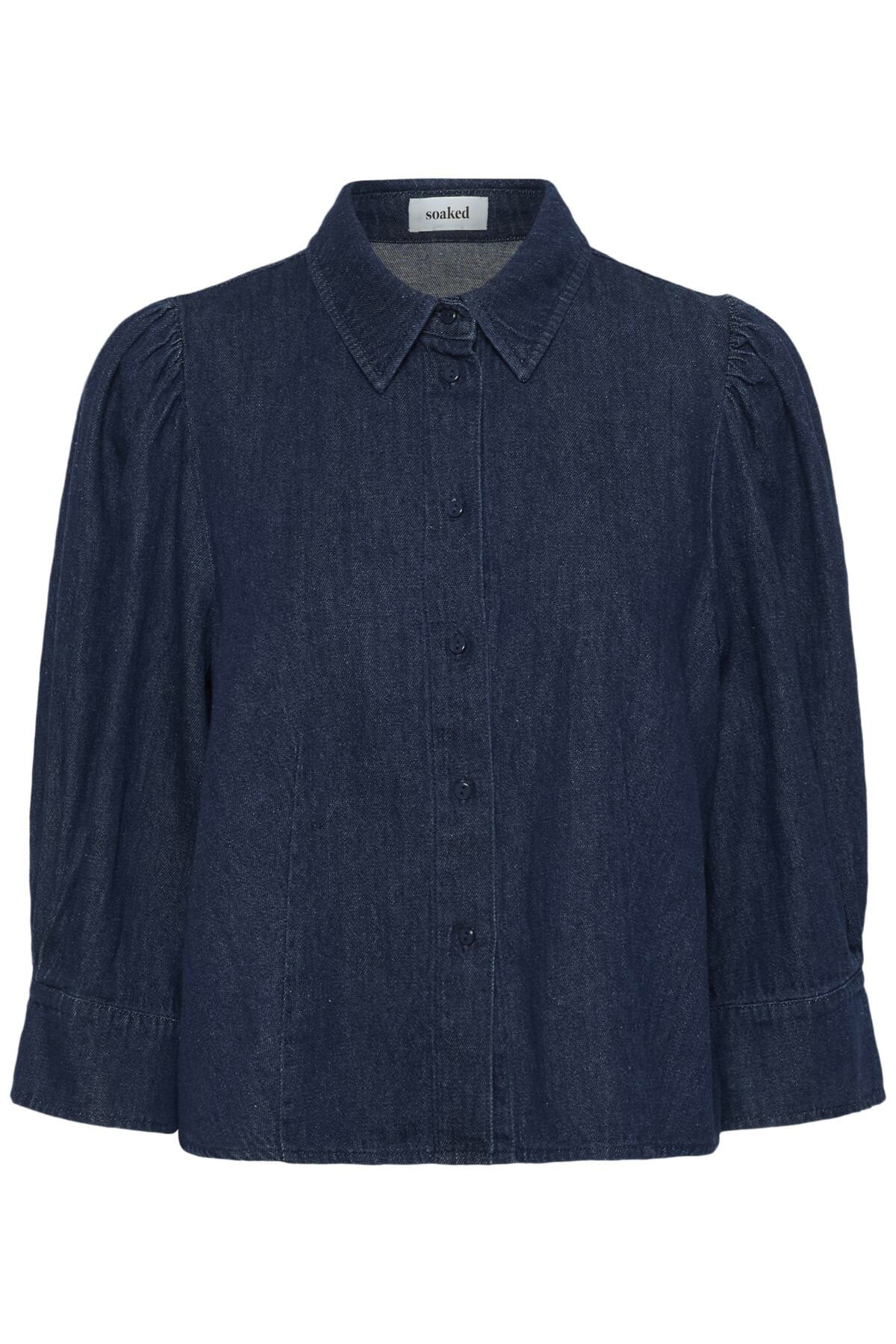 Soaked in Luxury Chaman Denim Blouse - Dark Blue Denim