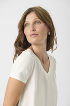 Soaked in Luxury Columbine Modal Blend V-Neck T-Shirt - Broken White