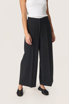 Soaked in Luxury Corinne Wide Cropped Trousers - Black