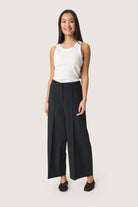 Soaked in Luxury Corinne Wide Cropped Trousers - Black