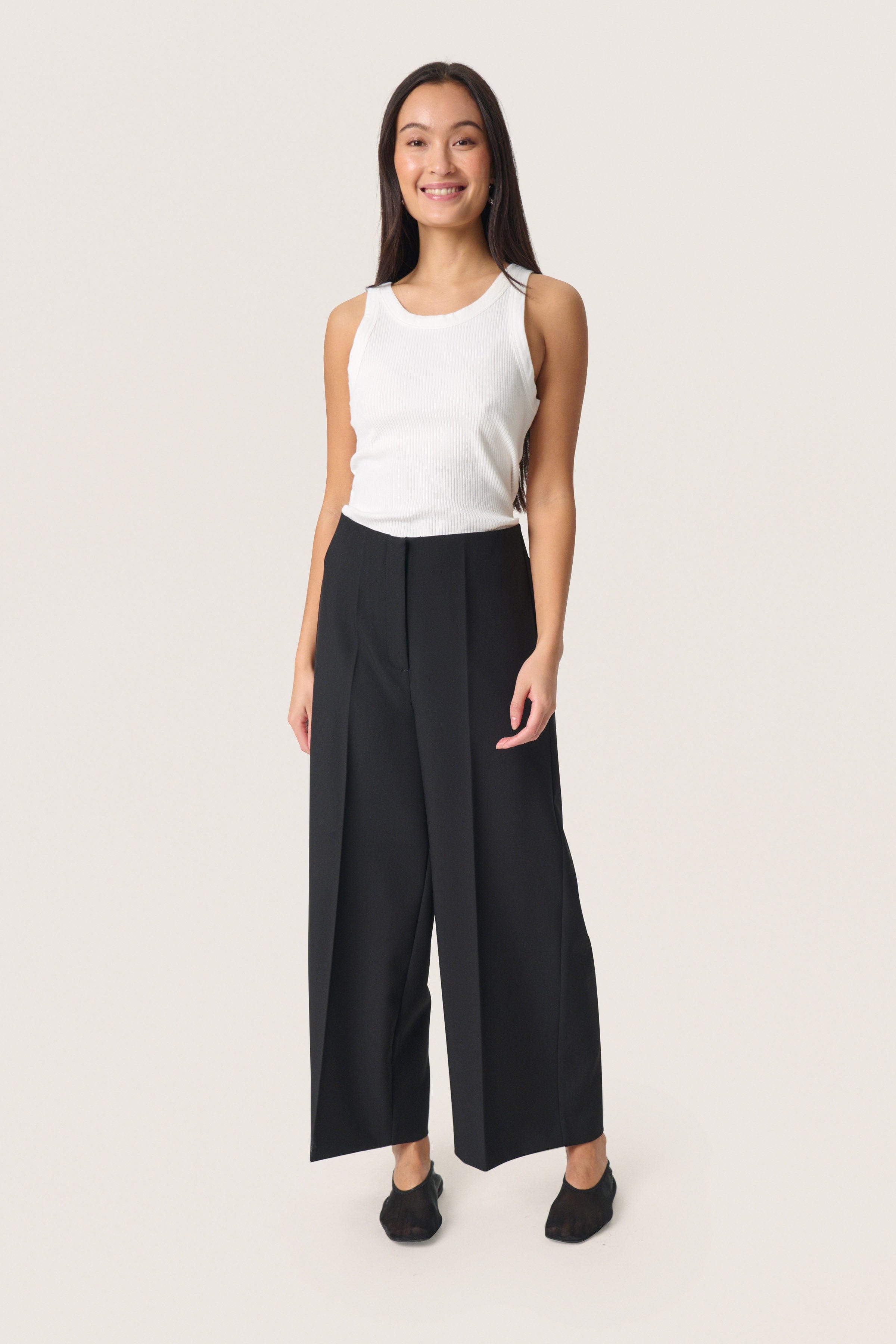 Soaked in Luxury Corinne Wide Cropped Trousers - Black