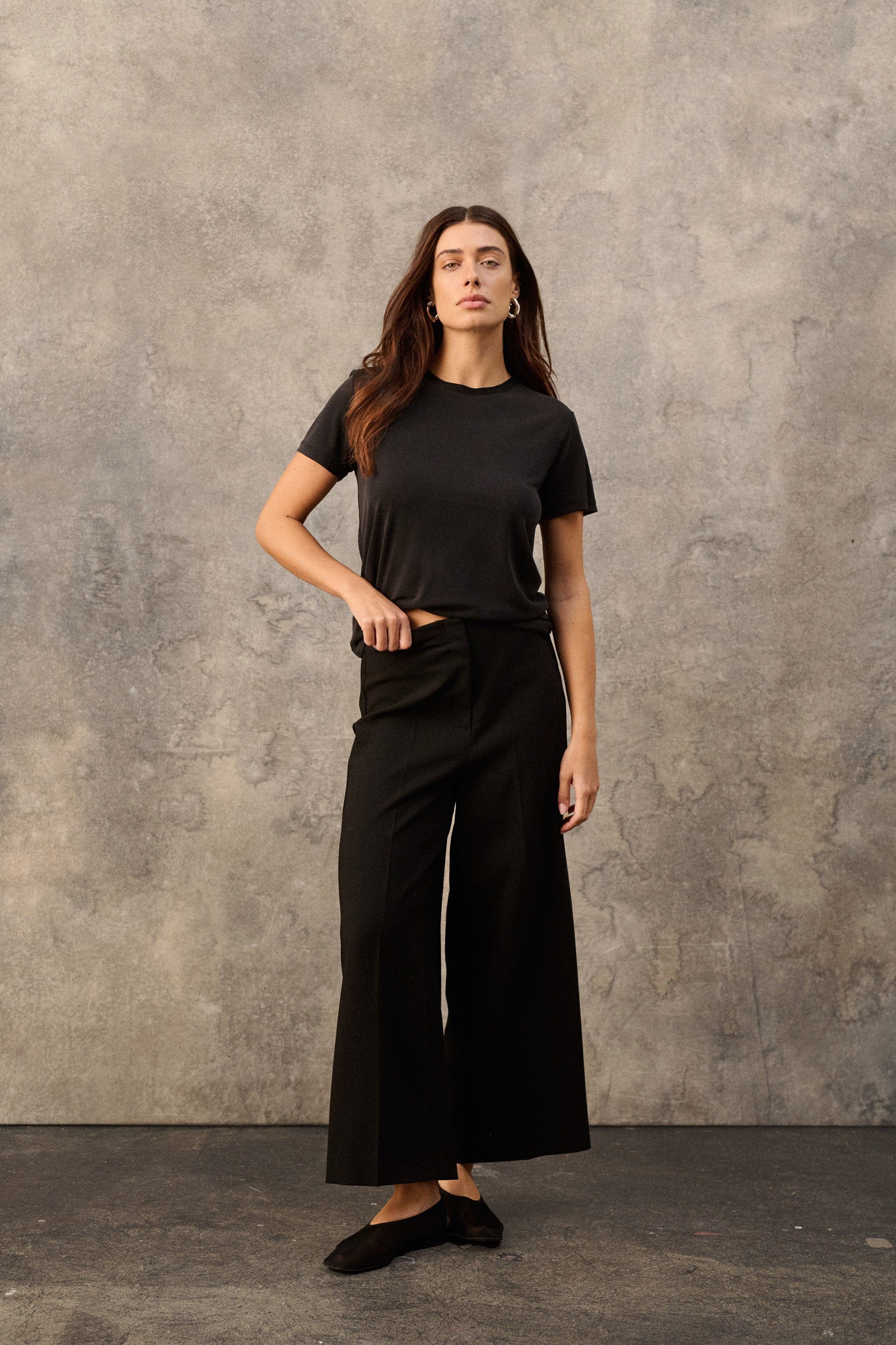 Soaked in Luxury Corinne Wide Cropped Trousers - Black