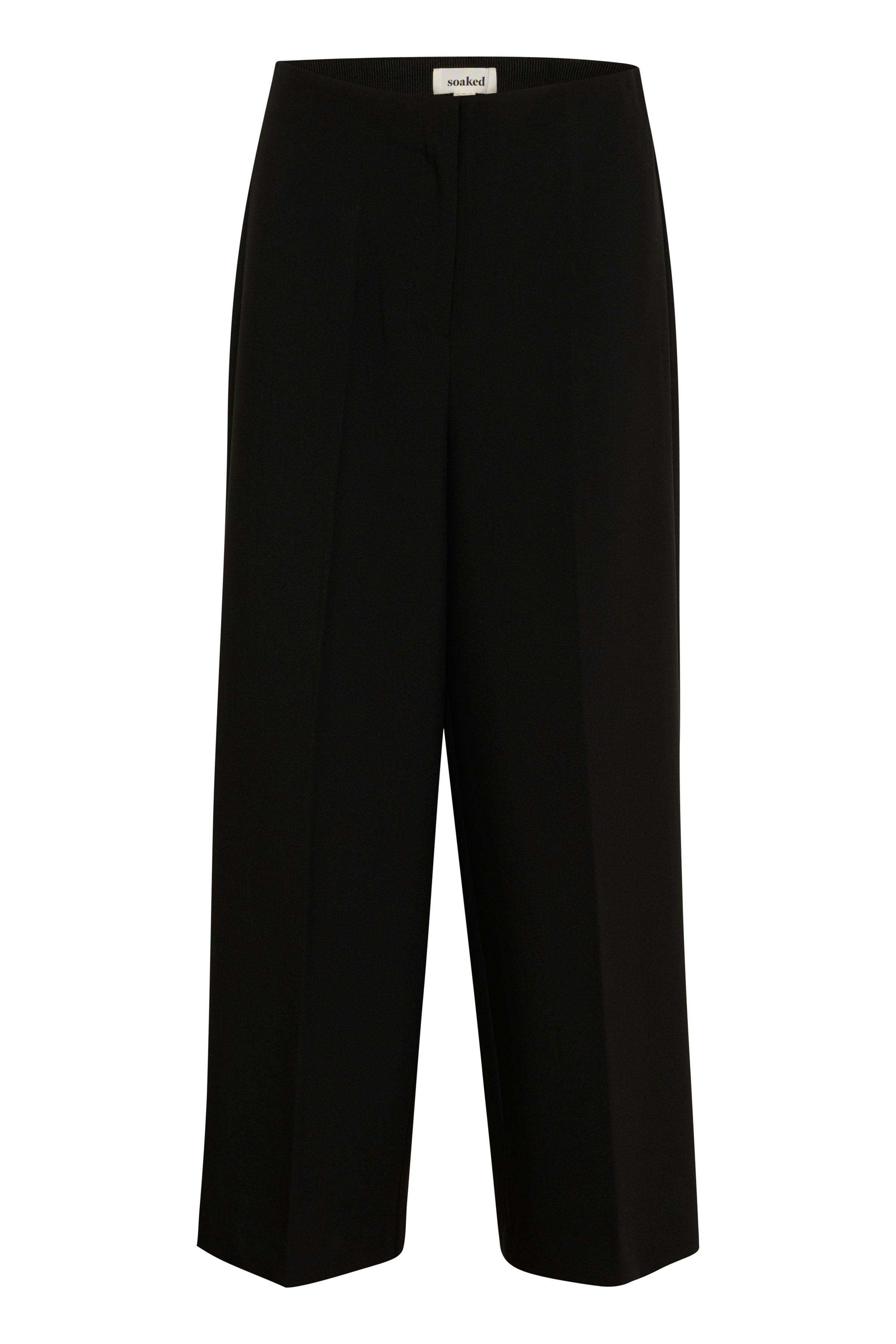 Soaked in Luxury Corinne Wide Cropped Trousers - Black