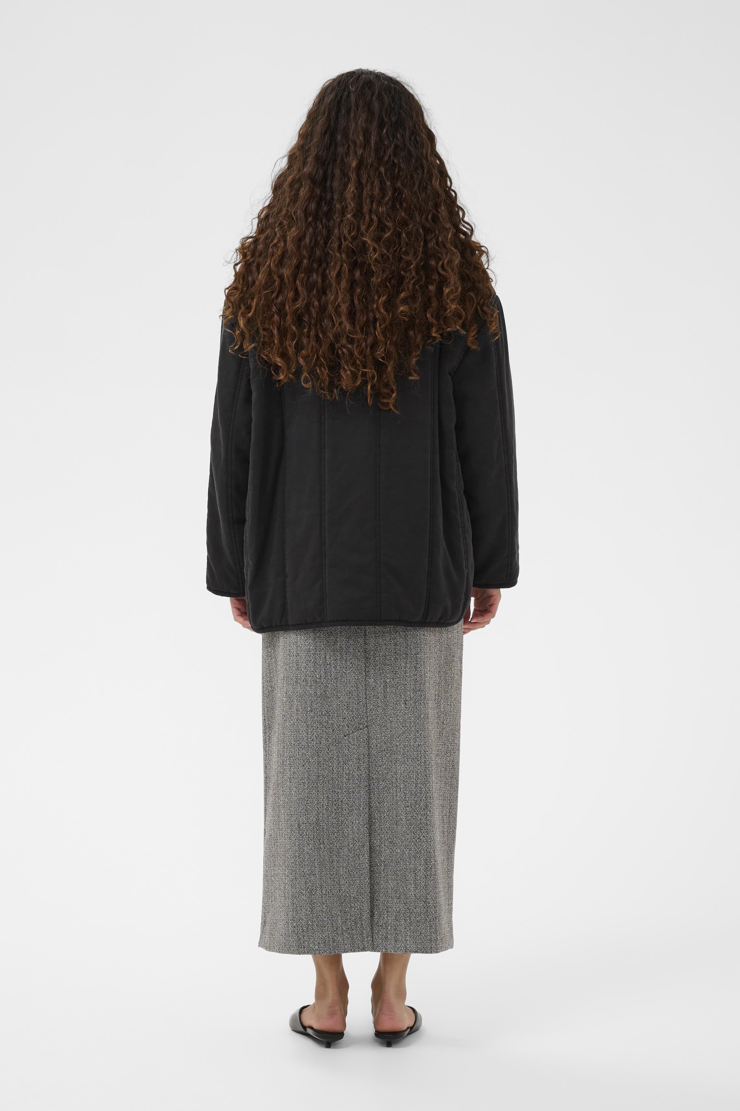 Soaked in Luxury Elira Quilted Collarless Jacket - Washed Down Black