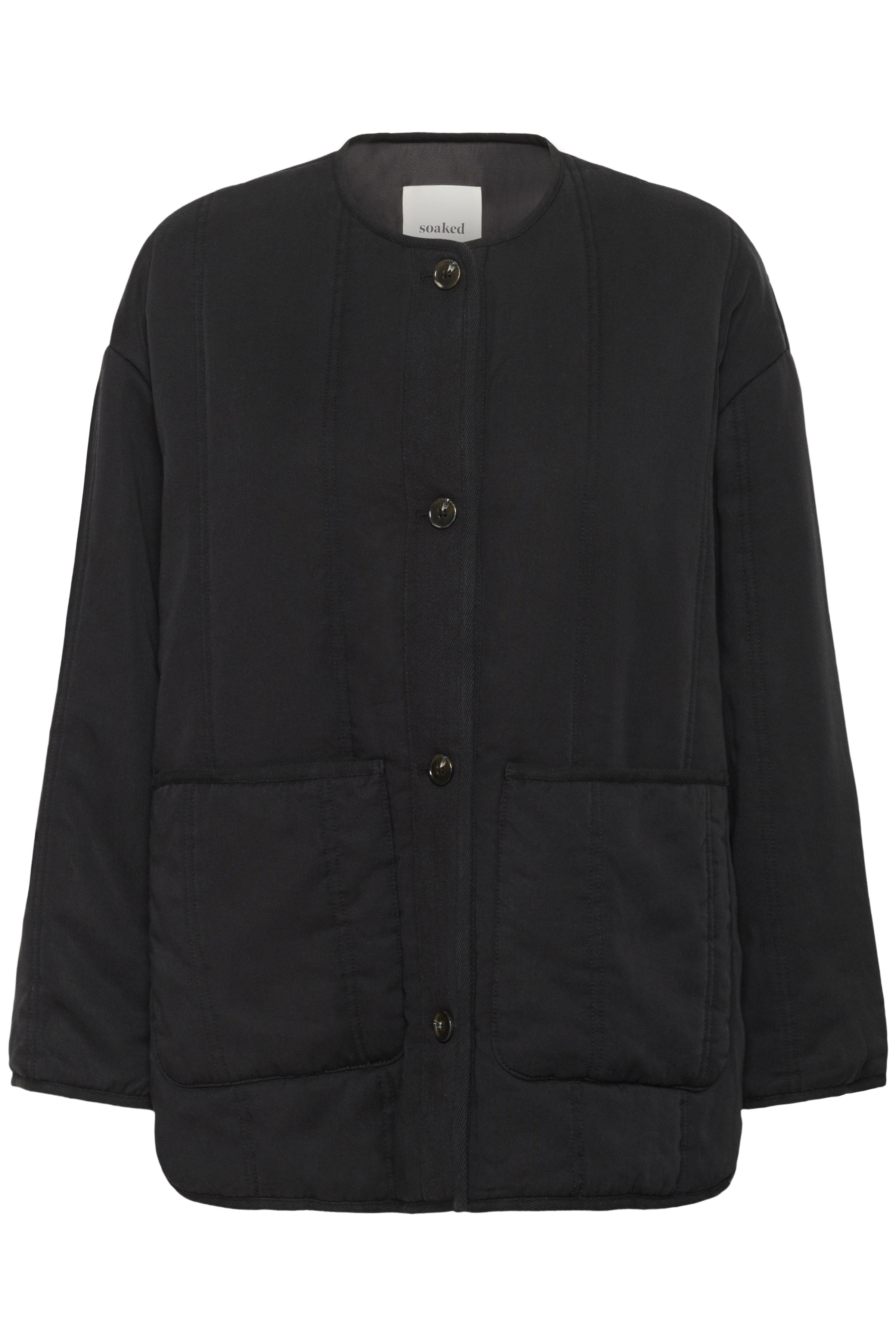 Soaked in Luxury Elira Quilted Collarless Jacket - Washed Down Black