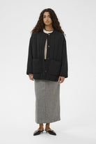 Soaked in Luxury Elira Quilted Collarless Jacket - Washed Down Black