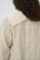Soaked in Luxury Eneya Printed Funnel Blouse - Parchment Ditsy Print