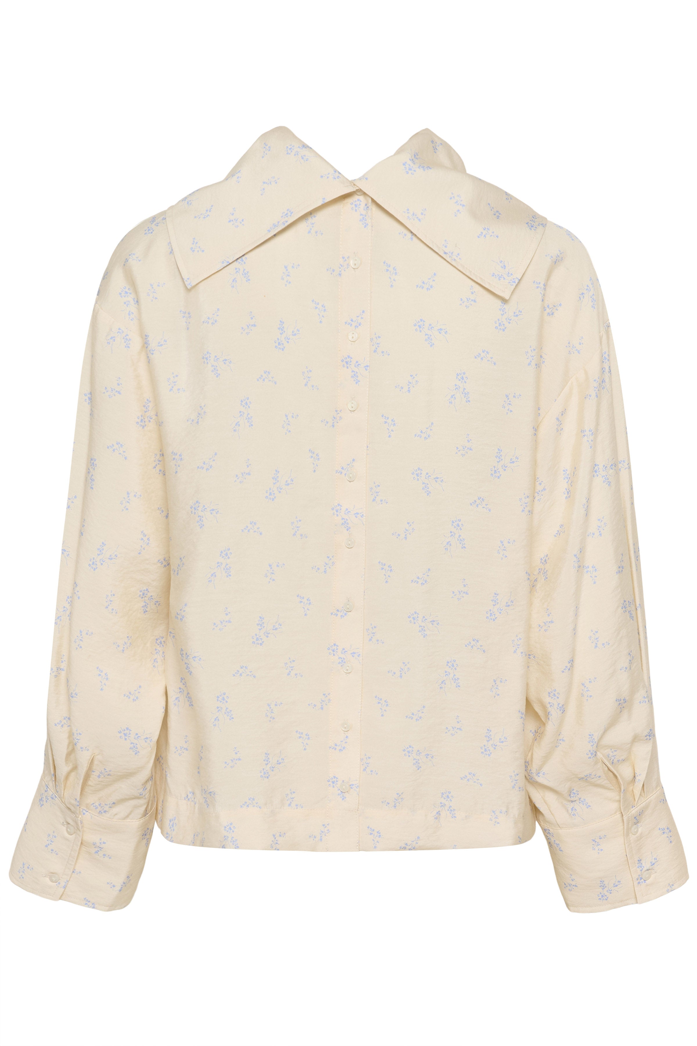 Soaked in Luxury Eneya Printed Funnel Blouse - Parchment Ditsy Print