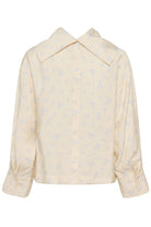 Soaked in Luxury Eneya Printed Funnel Blouse - Parchment Ditsy Print