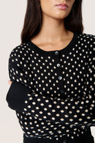 Soaked in Luxury Gya Cotton Cardigan - Black with Sandshell Dot
