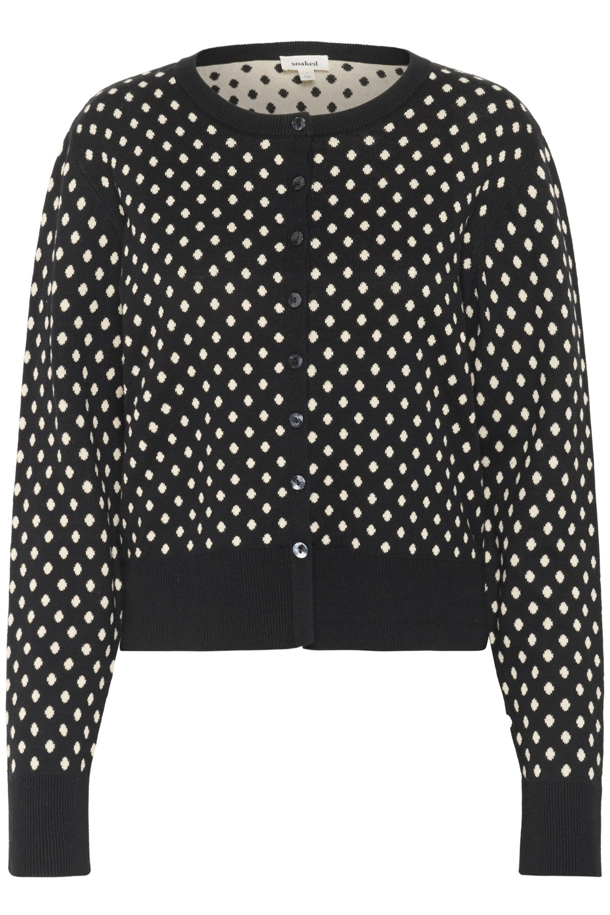 Soaked in Luxury Gya Cotton Cardigan - Black with Sandshell Dot