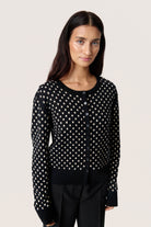 Soaked in Luxury Gya Cotton Cardigan - Black with Sandshell Dot