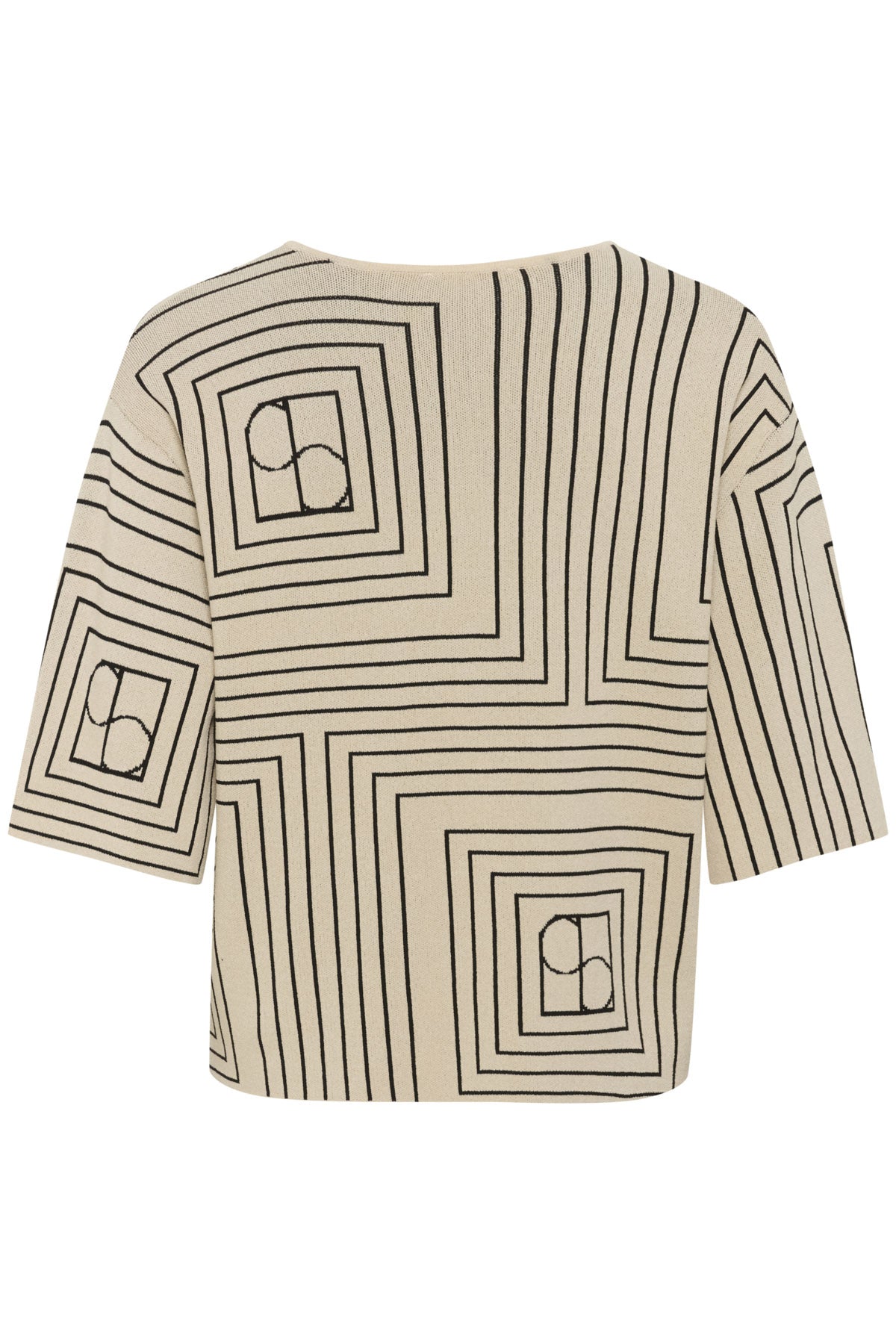Soaked in Luxury Indianna Short Sleeve Jumper - Oatmeal with Black Monogram