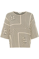 Soaked in Luxury Indianna Short Sleeve Jumper - Oatmeal with Black Monogram
