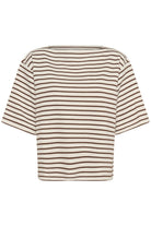 Soaked in Luxury Ingina Stripe Sweatshirt - White/Cappuccino