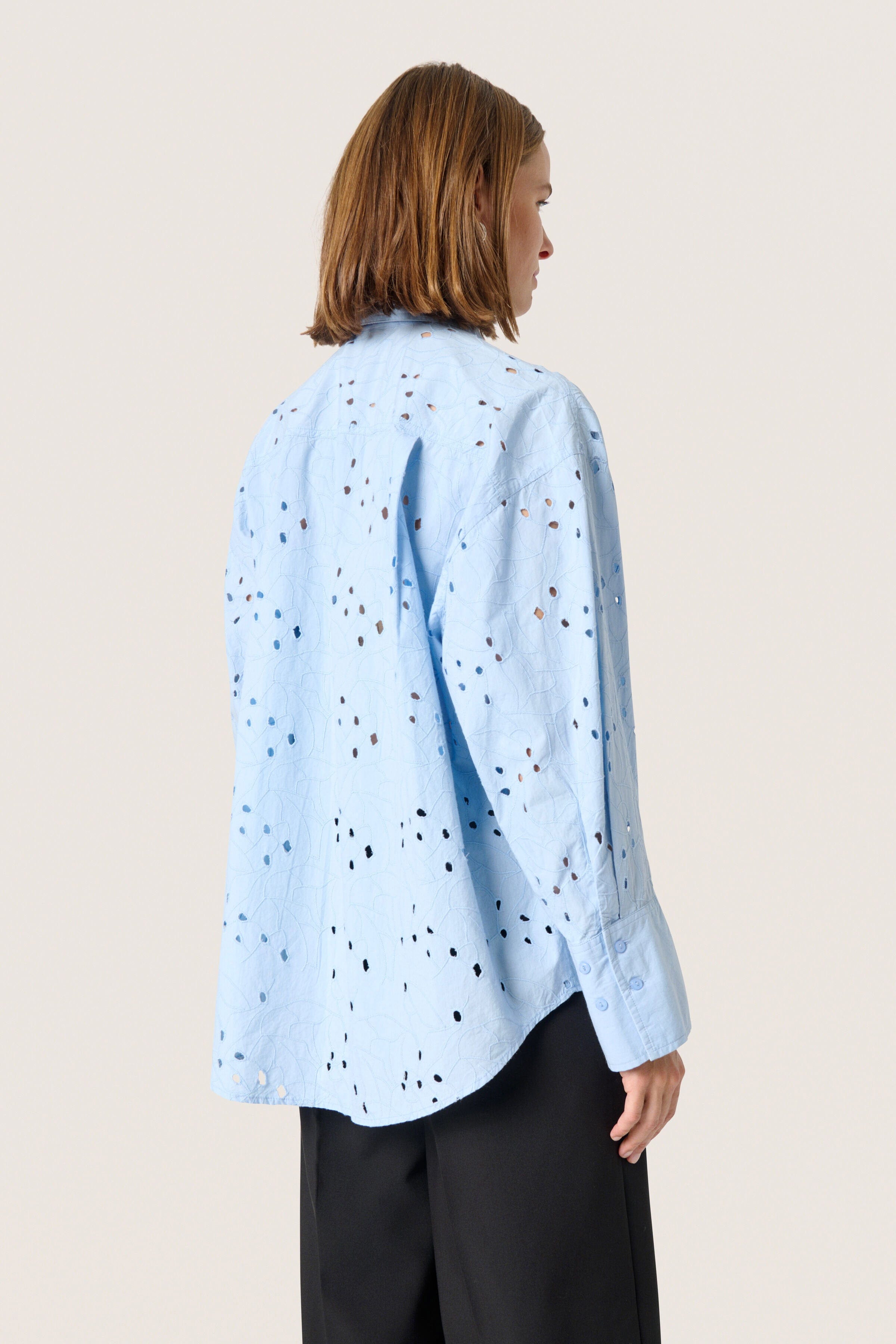 Soaked in Luxury Iva Broderie Anglaise Shirt - Chambray Blue
