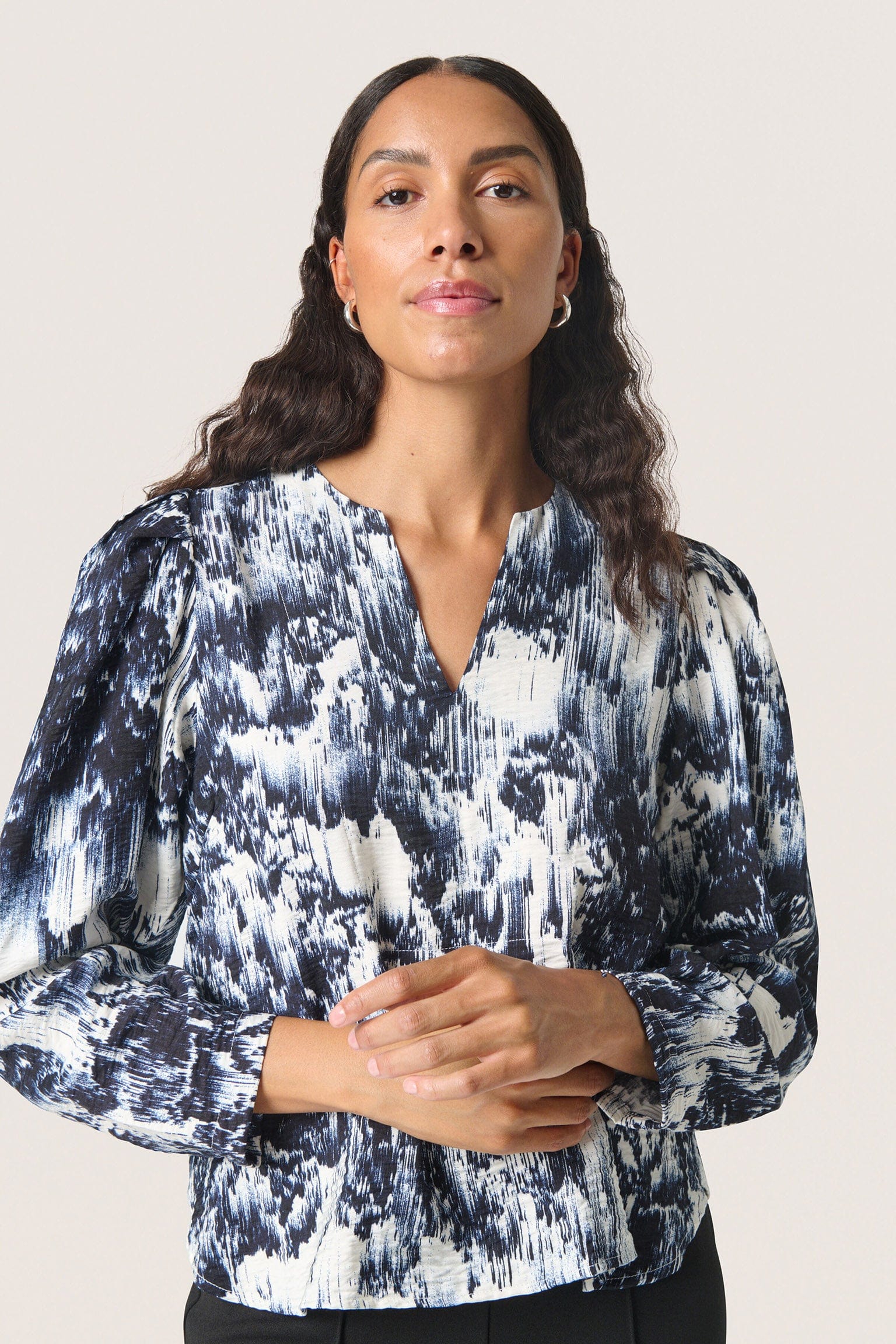 Soaked in Luxury Jazzlyn Blouse - Dark Navy Landscape Print