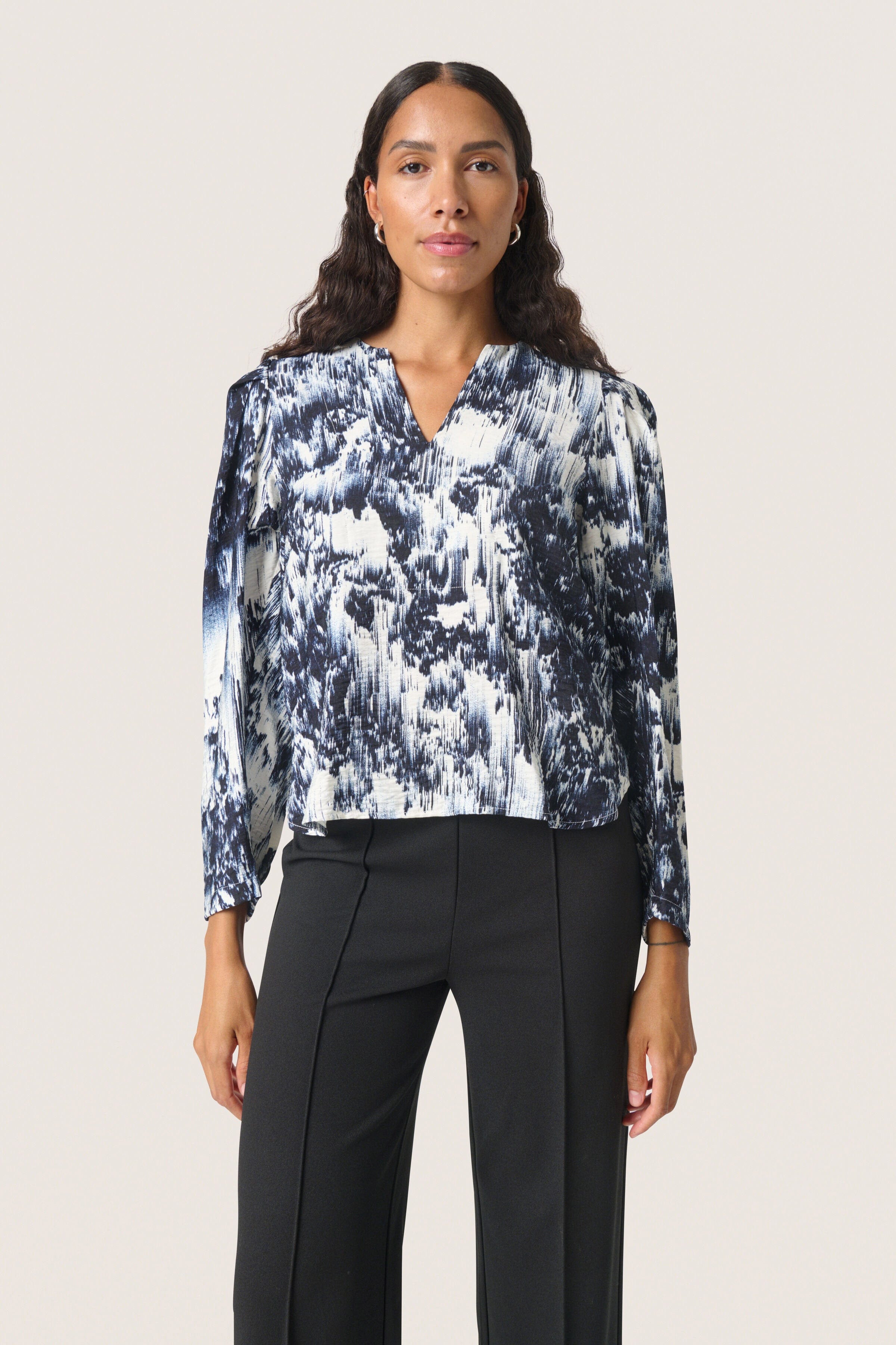 Soaked in Luxury Jazzlyn Blouse - Dark Navy Landscape Print