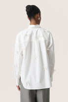 Soaked in Luxury Joa Bow Embellished Shirt - Broken White