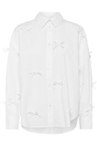 Soaked in Luxury Joa Bow Embellished Shirt - Broken White