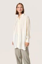 Soaked in Luxury Leodora Back Tie Long Shirt - Whisper White