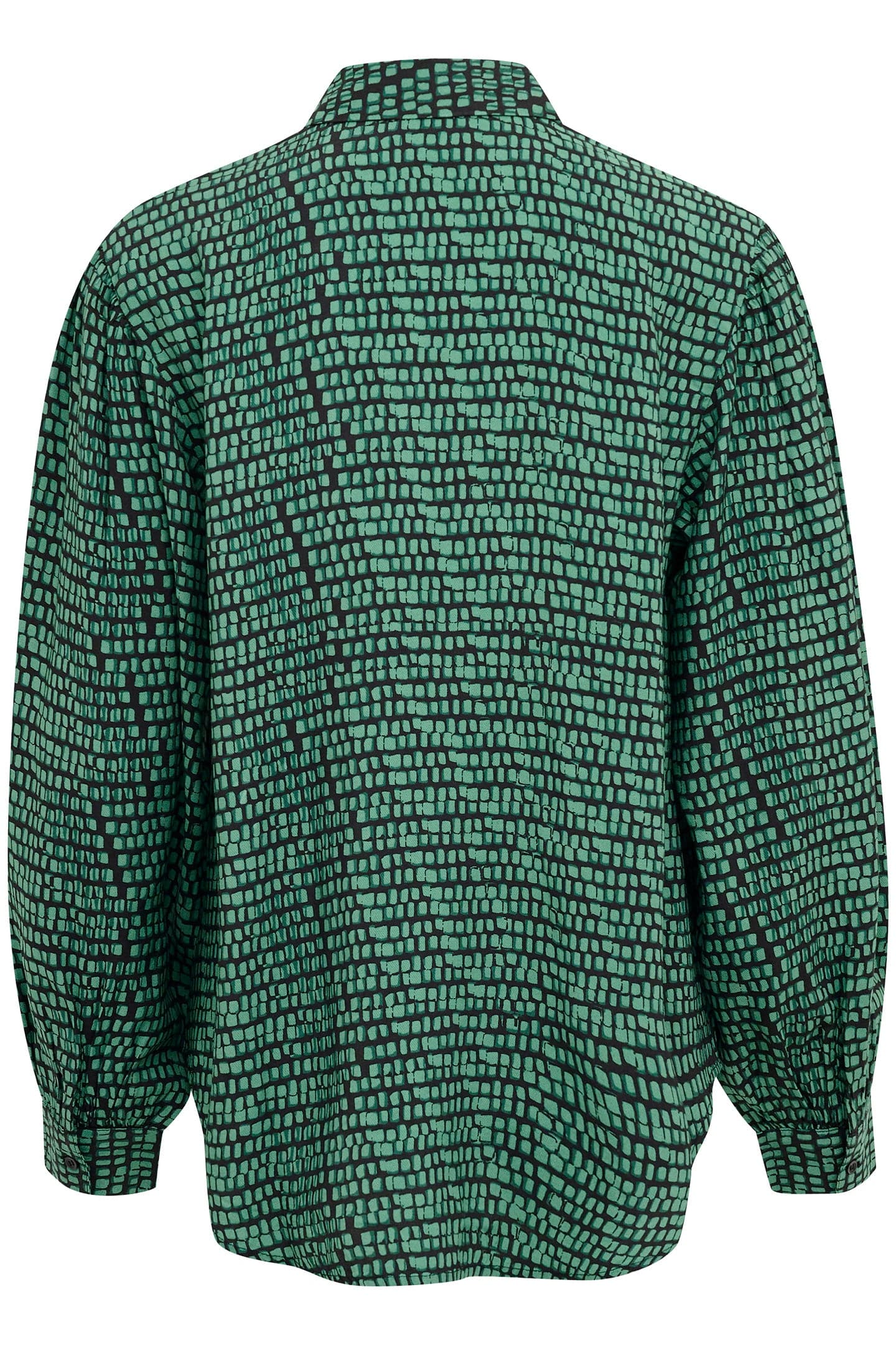 Soaked in Luxury Makena Ebba Printed Shirt - Bottle Green Square Print