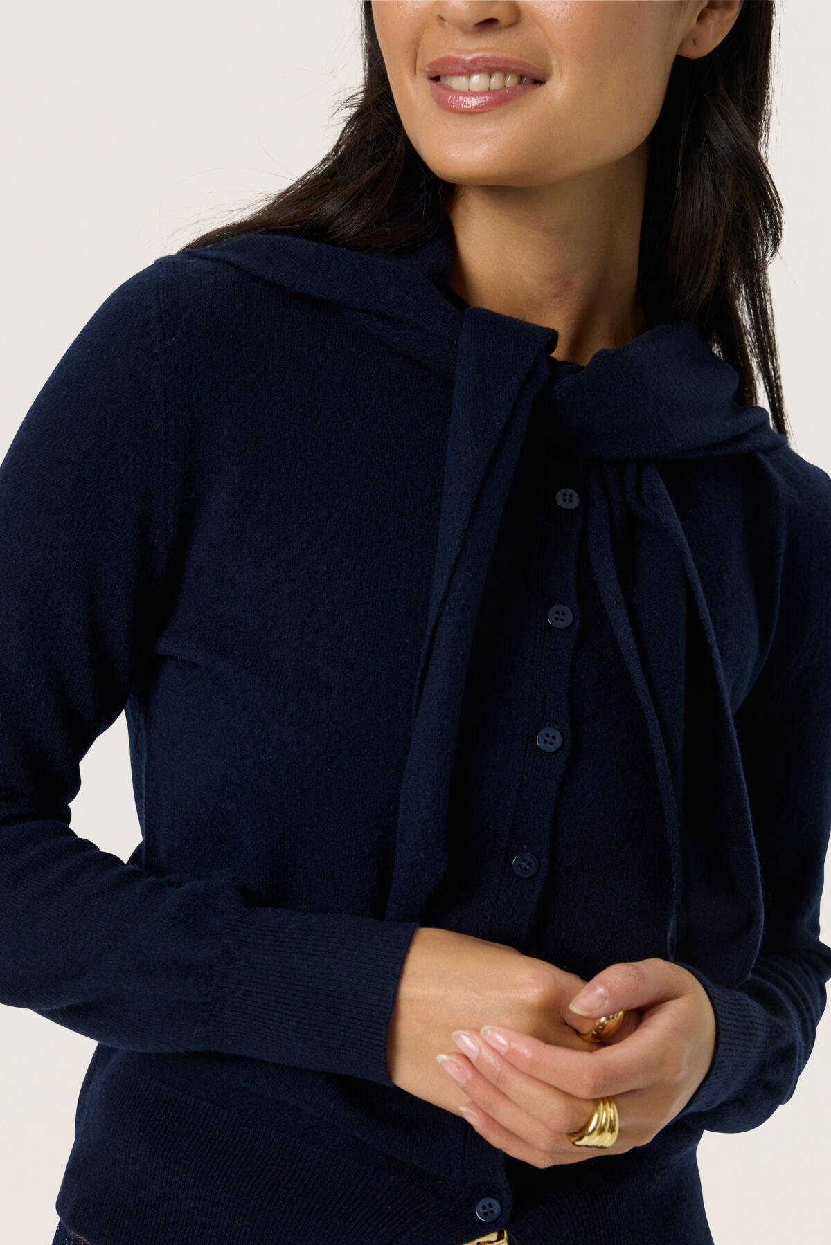Soaked in Luxury Molina Wool Scarf Cardigan - Night Sky