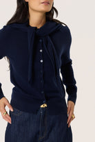 Soaked in Luxury Molina Wool Scarf Cardigan - Night Sky