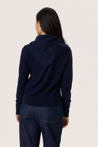 Soaked in Luxury Molina Wool Scarf Cardigan - Night Sky