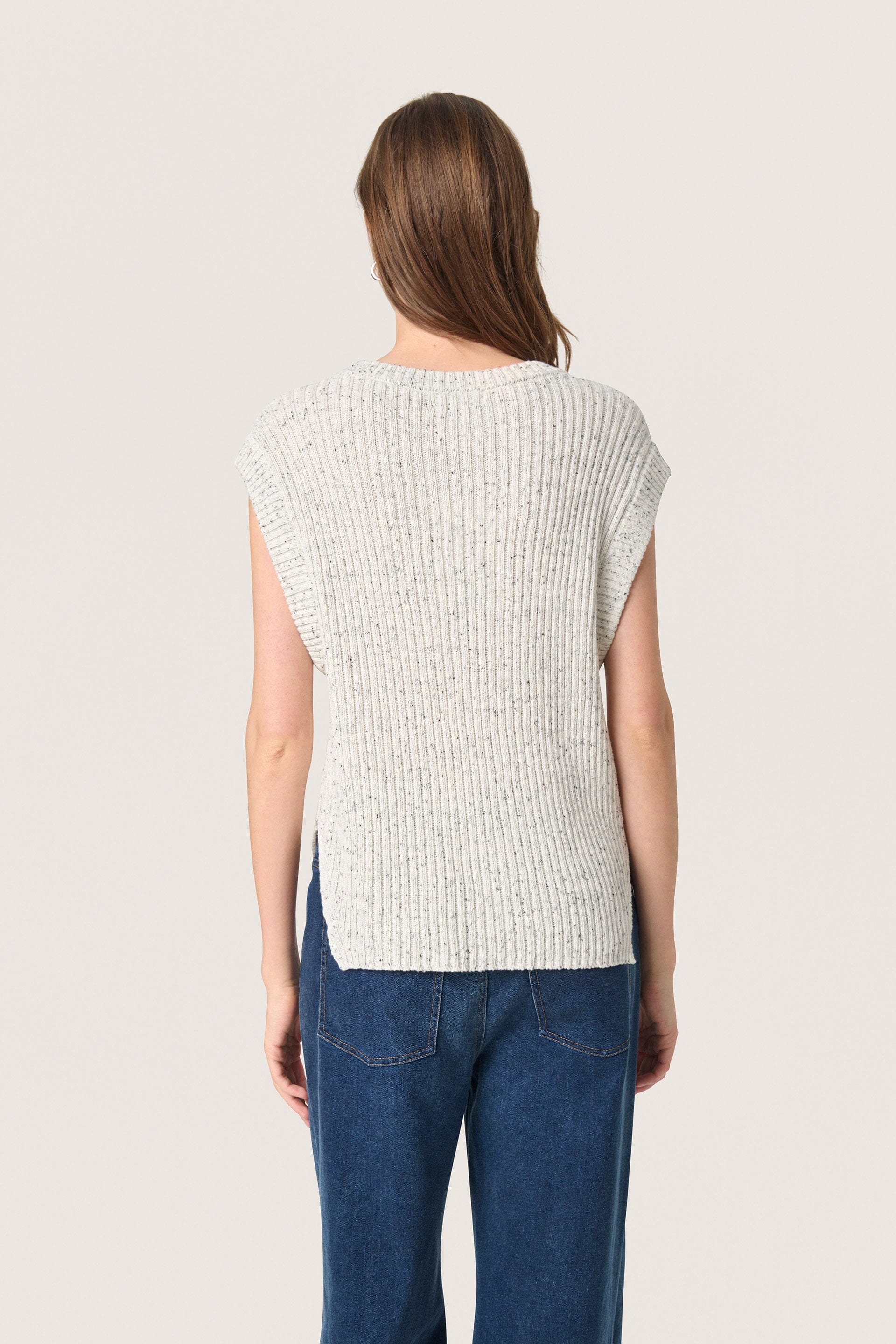 Soaked in Luxury Nymphadora Knitted Sleeveless Jumper - Broken White