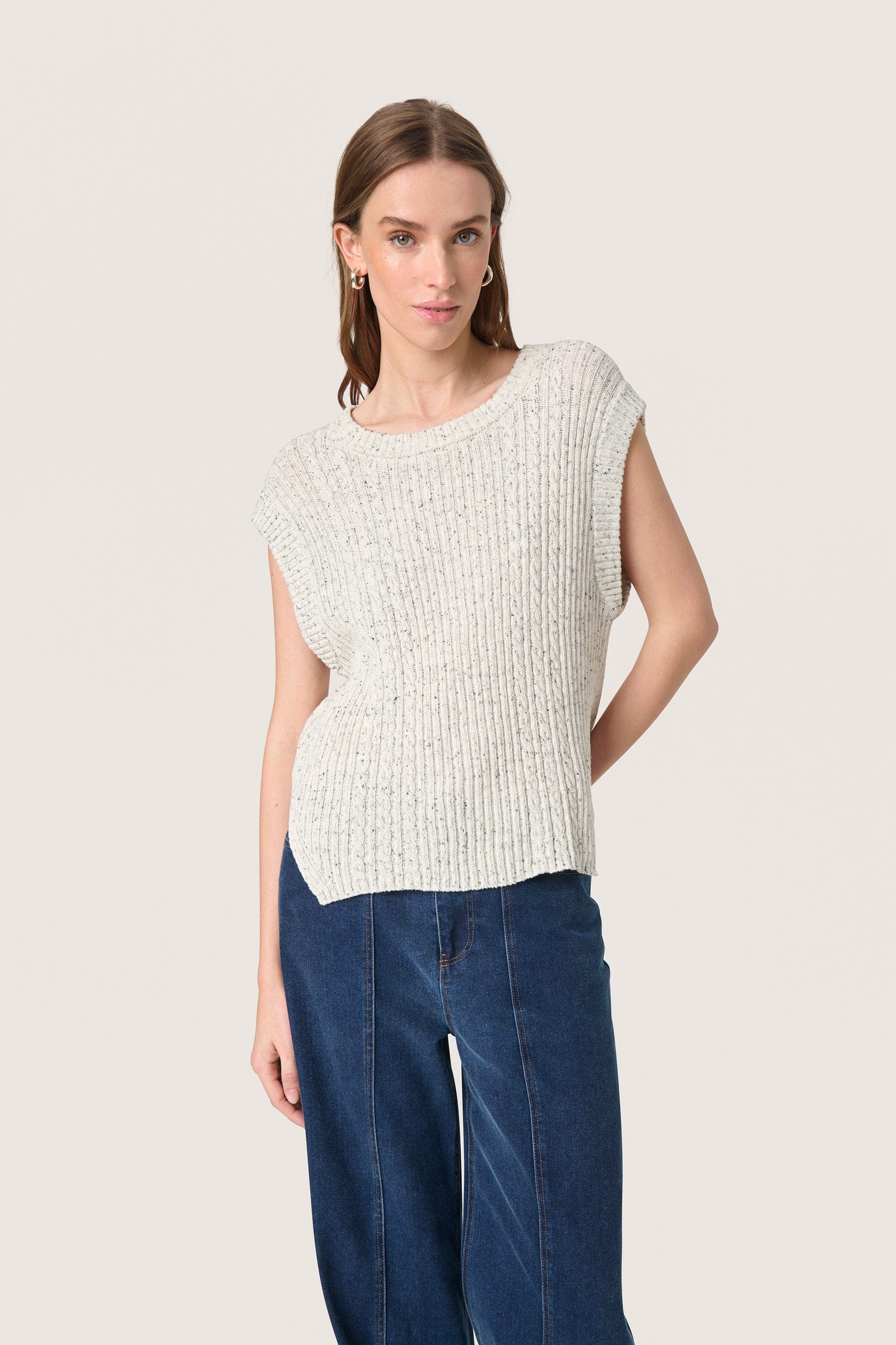 Soaked in Luxury Nymphadora Knitted Sleeveless Jumper - Broken White