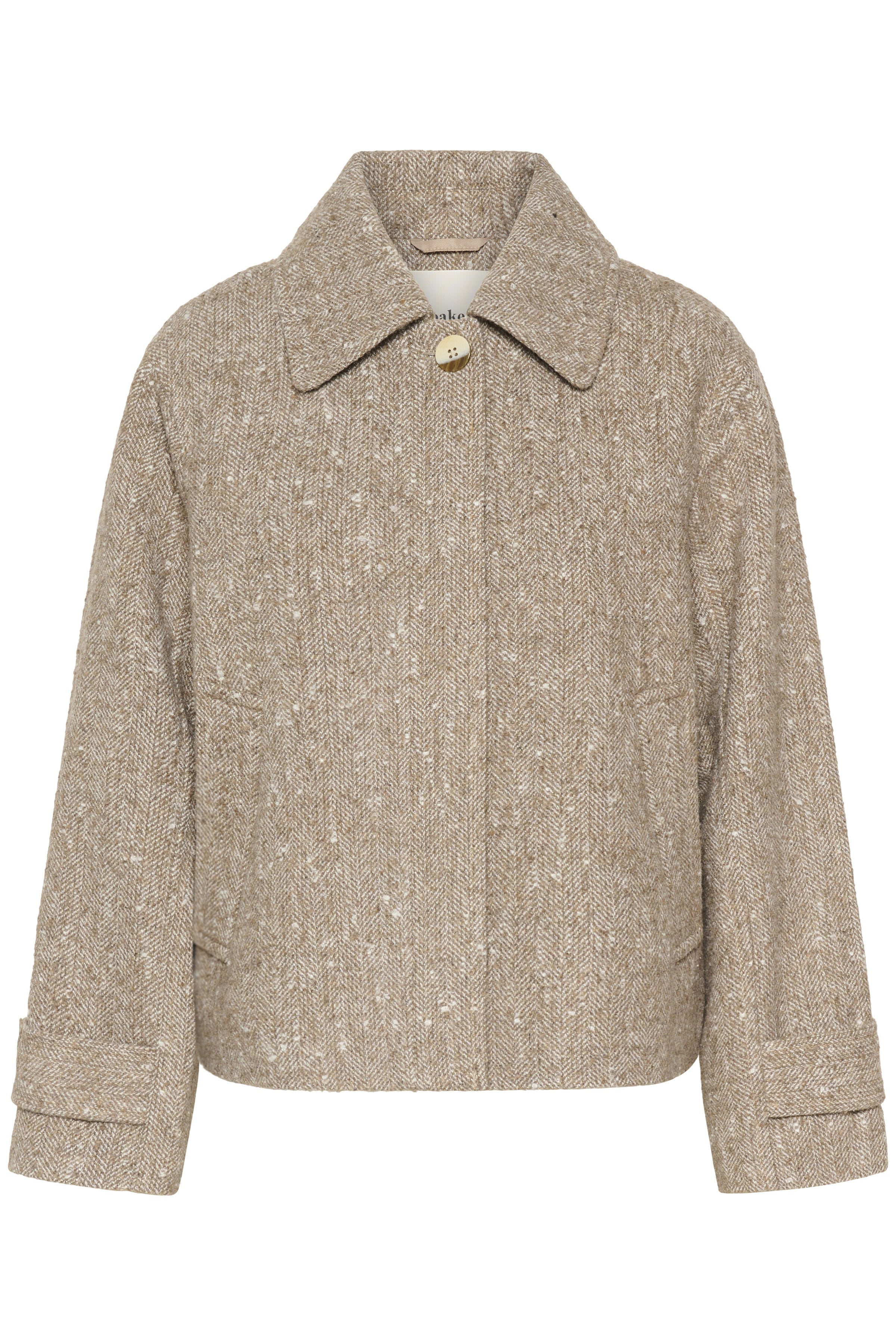 Soaked in Luxury Oleia Short Jacket - Fossil/White Twill