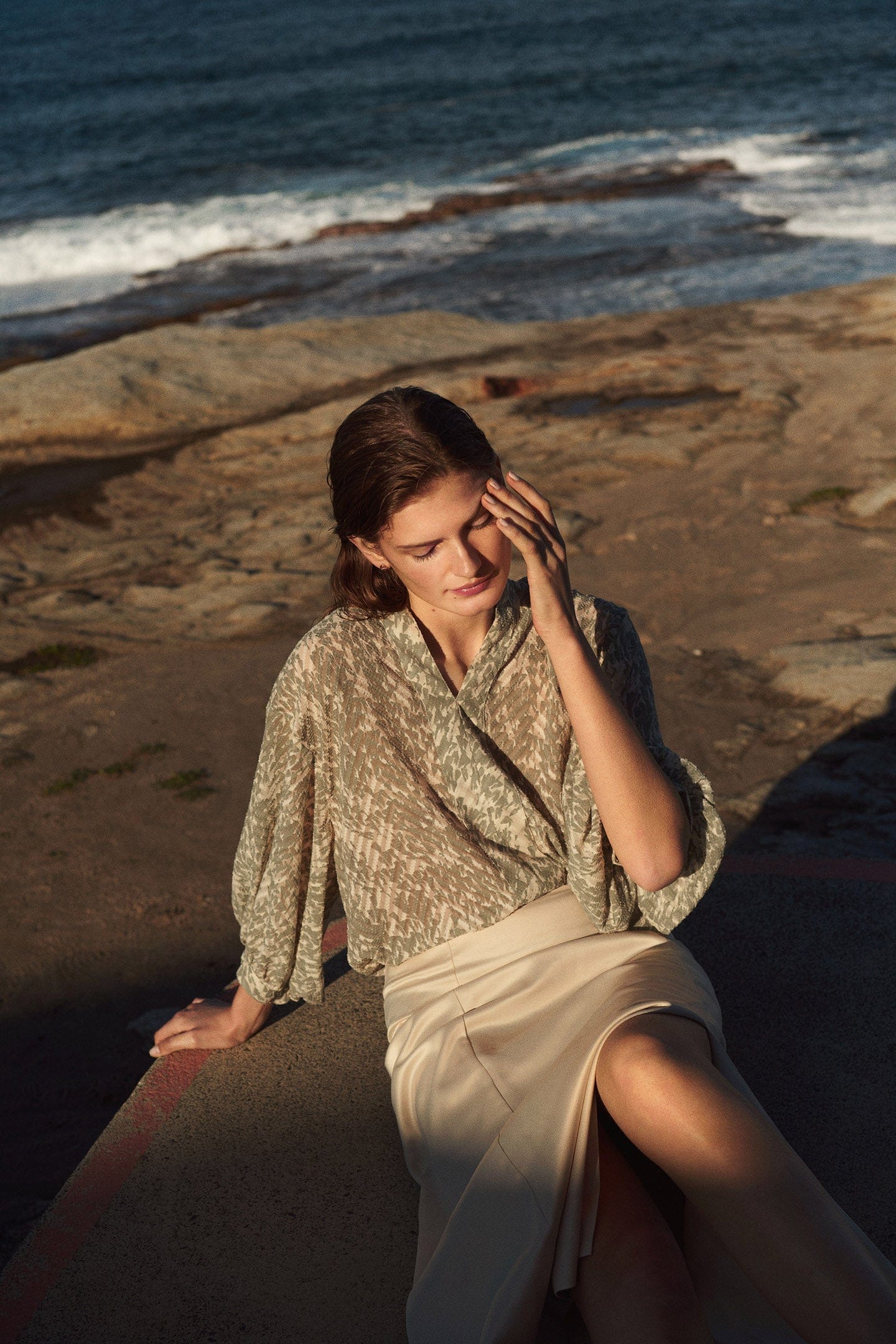 Soaked in Luxury Osaka Amily Printed Blouse - Shadow Drop Print