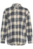 Soaked in Luxury Pamala Check Tie Detail Back Shirt - Navy Checks