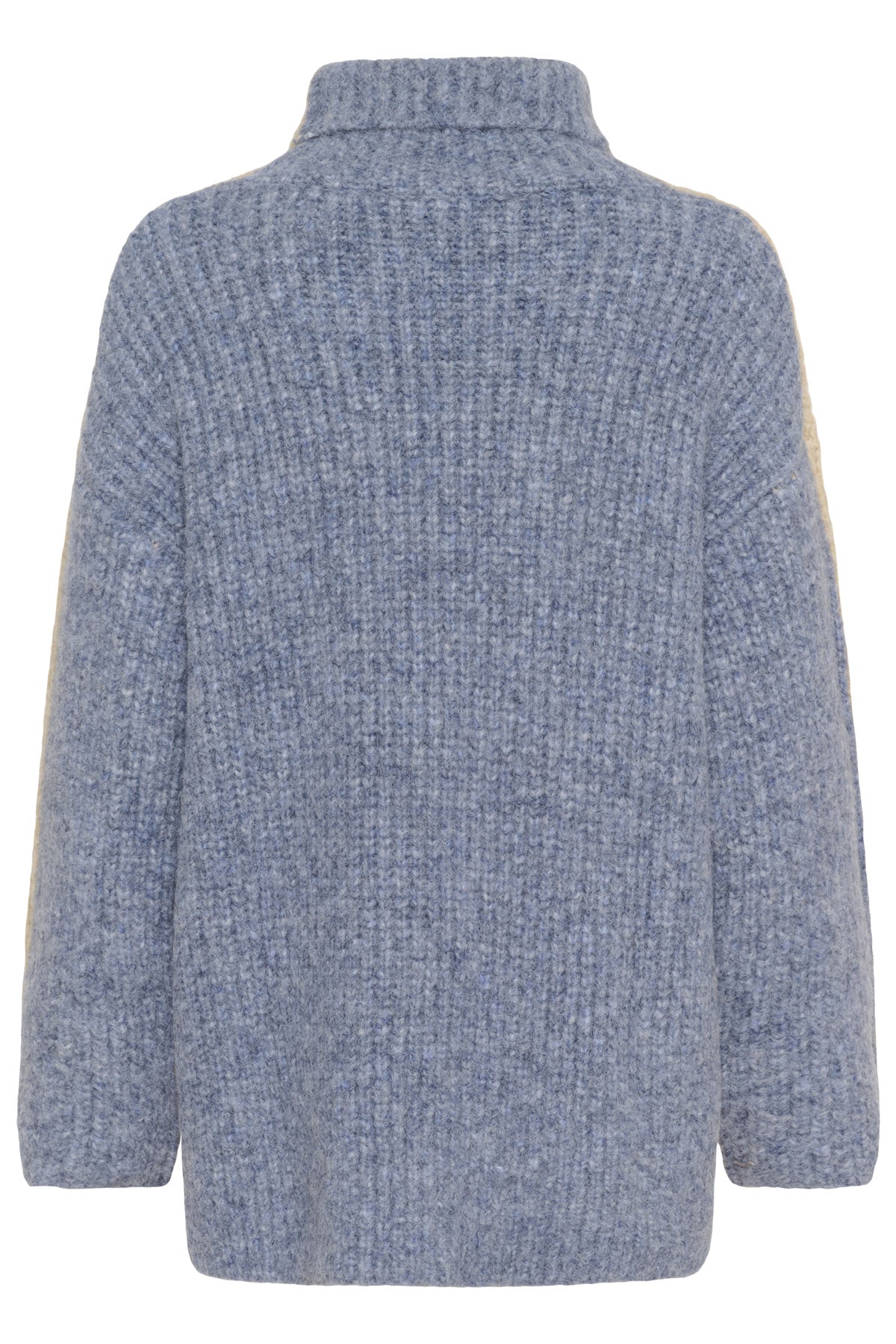 Soaked in Luxury Pleoni Contrast Back Wool Blend Jumper - Doeskin and Blue Melange
