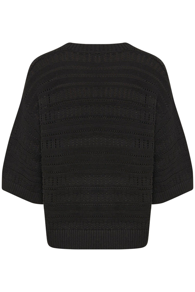 Soaked in Luxury Rava Pointelle Knit Short Sleeve Jumper - Black