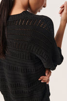 Soaked in Luxury Rava Pointelle Knit Short Sleeve Jumper - Black