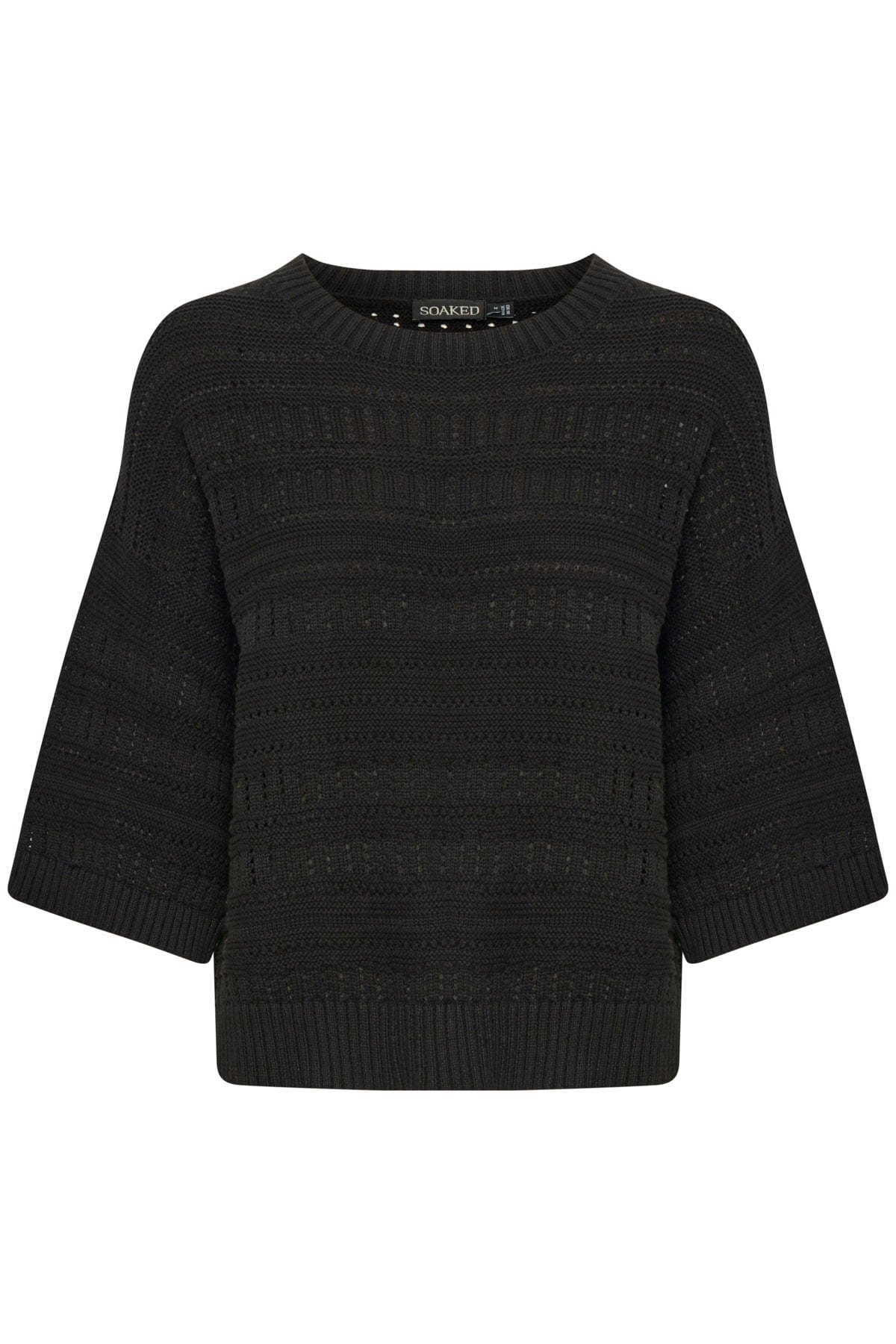 Soaked in Luxury Rava Pointelle Knit Short Sleeve Jumper - Black