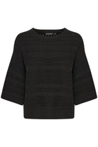 Soaked in Luxury Rava Pointelle Knit Short Sleeve Jumper - Black