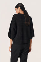 Soaked in Luxury Rava Pointelle Knit Short Sleeve Jumper - Black