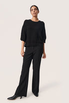 Soaked in Luxury Rava Pointelle Knit Short Sleeve Jumper - Black