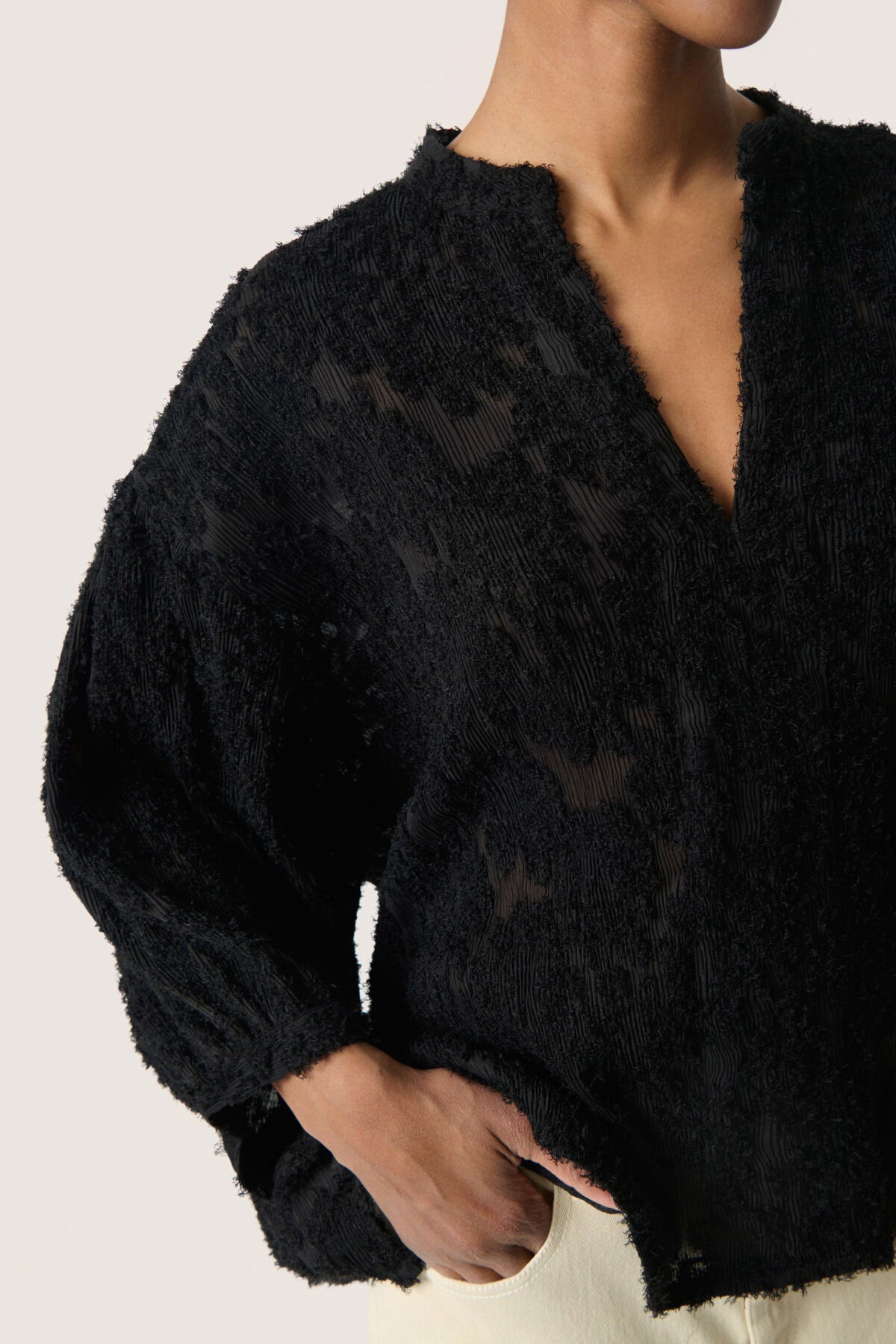 Soaked in Luxury Raye Amily Textured Blouse - Black